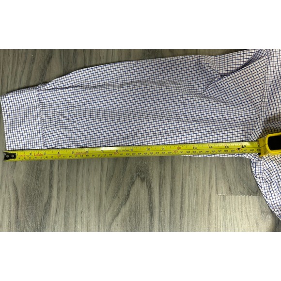 Ledbury Mens Dress Shirt Gingham Check Pattern Blue White Long Sleeve Button - Picture 11 of 11